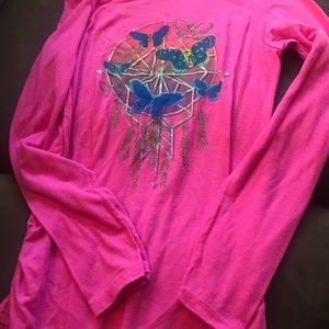 Girls long sleeve ruffled sides shirt